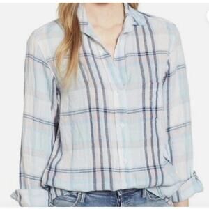 Grayson Heron Linen Button Up Shirt Womens Size 1 Plaid